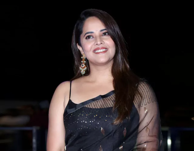 Anasuya Black Saree Photos